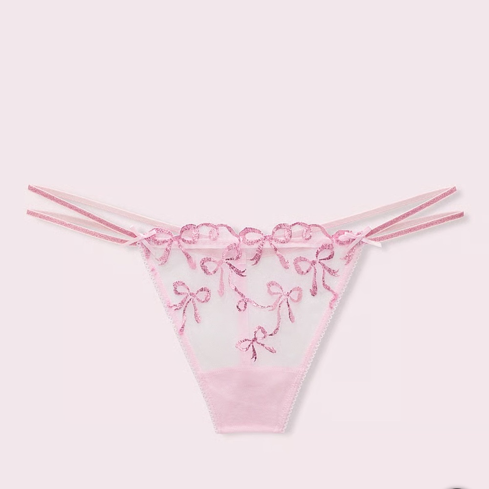 VS PINK x LoveShackFancy Bows Strappy V-String Panty